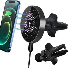 Car Mount Charger, 15W Fast Charge Air Vent Car Phone Holder Black