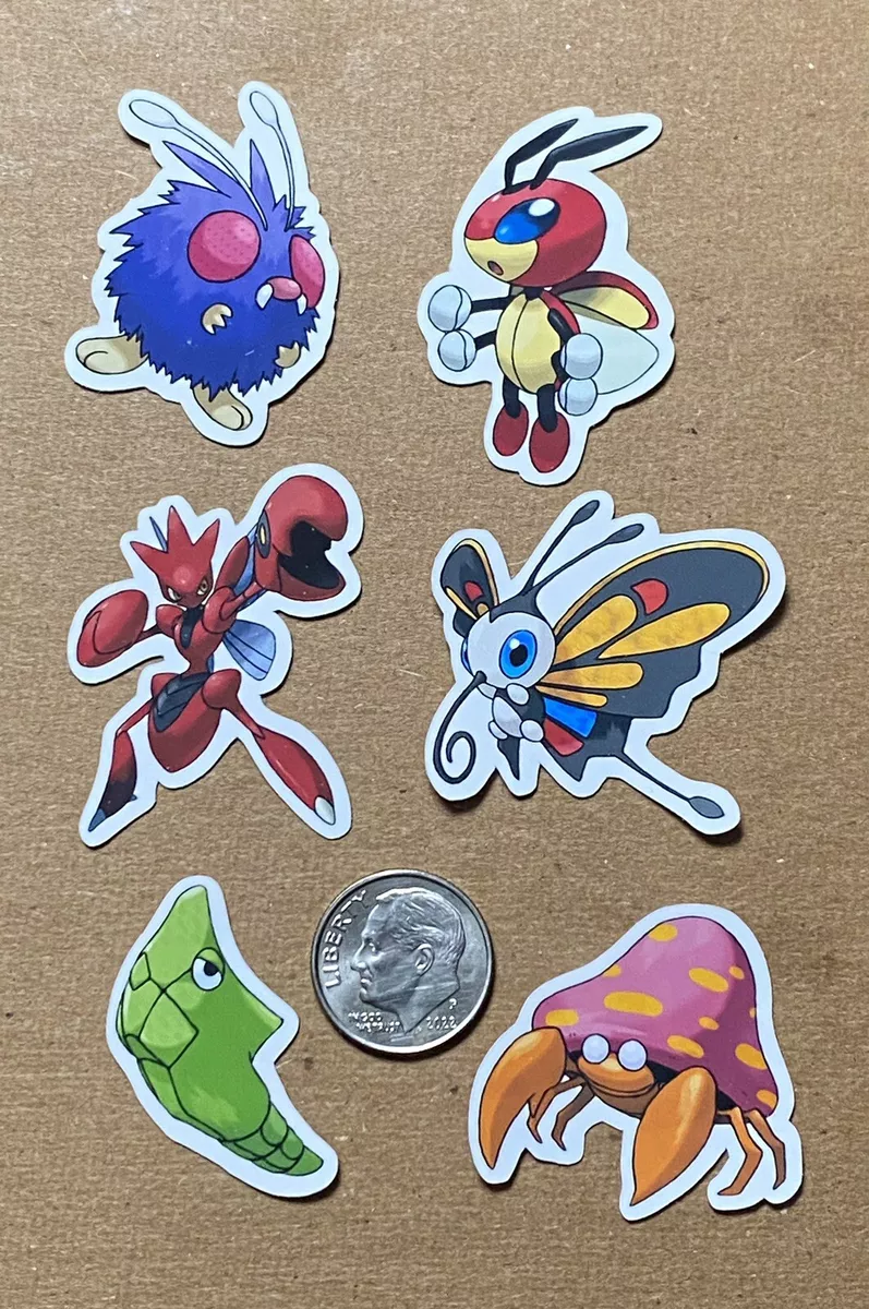 Pokemon Stickers -Mini Stickers- Bug Type-Beautifly, Scizor, Venonat and  More