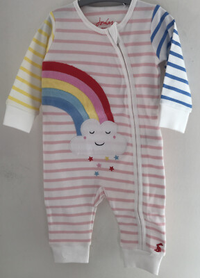 3-6 Months Striped Plush Rainbow Cloud Themed Romper By