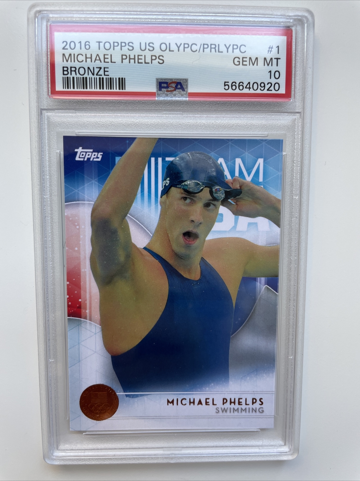 2016 Topps US Olympic Bronze SP #1 Michael Phelps PSA 10 GEM MINT Low Pop