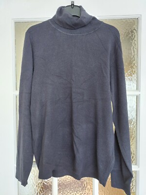 Marks And Spencer Mens Navy Roll Neck Jumper, Size Small, Pre