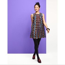 NWT ANNA SUI X Target Multicolor Crew Neck Metallic Shift Mini Dress Small