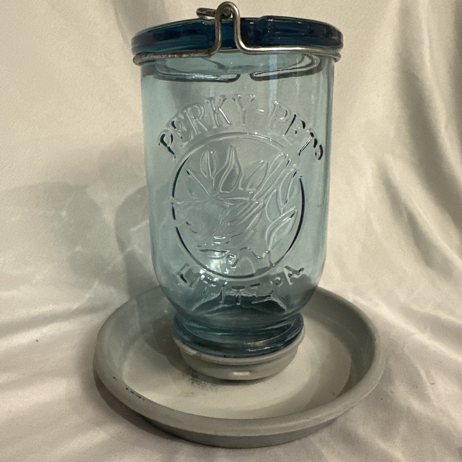 1 Mason Jar Wild Bird Waterer, Blue Perky Pet
