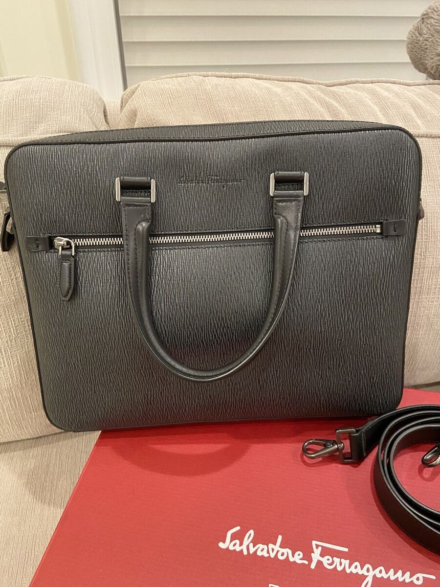 NEW SALVATORE FERRAGAMO Revival Men's 726542 Black Briefcase NEW SALVATORE FERRAGAMO Revival Men's 726542 Black Briefcase