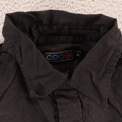 Coogi Shirt Mens Extra Large Black 100% Cotton Button Up Long Sleeve Felt Logo* - Picture 6 of 14