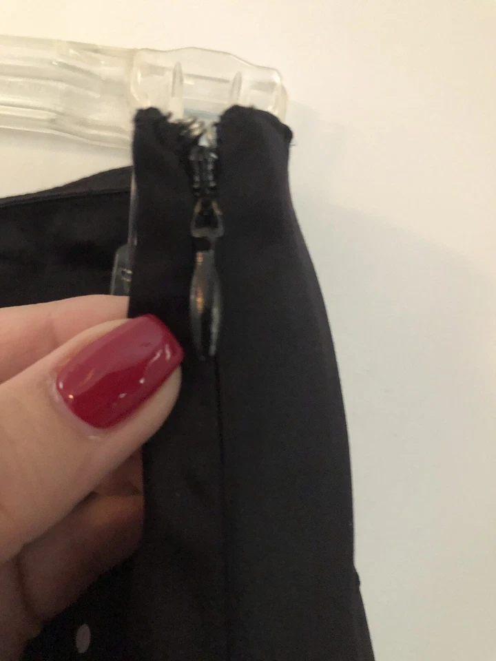 Falda Mujer Talla 12 Blanco y Negro Círculo Lunares LINDA Forrada Plisada Trabajo Carrera Foto 4 de 4