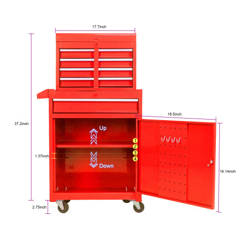 5 Drawer Rolling Tool Chest with Wheels, Tool Storage Cabinet & Tool Box Cart - Picture 44 of 64