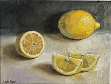 Lemon fruit still life oil painting 7x9"