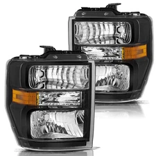 For 2008-2014 Ford E150 E250 E350 E450 Superduty Halogen Headlights Pair L+R