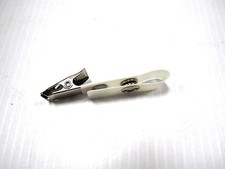 100 Pieces Metal Badge Clip with WHITE PLASTIC STRAP  Steel Snaps