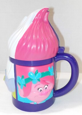 DREAMWORKS TROLLS The Experience HAIR Cup Mug with Hinged Lid (HTF**CUTE**L@@K)