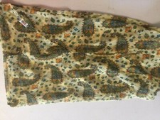 Vintage Pale Yellow Olive Green Circle Scarf Smoke Ring MCM 1960s-1970s Paisley