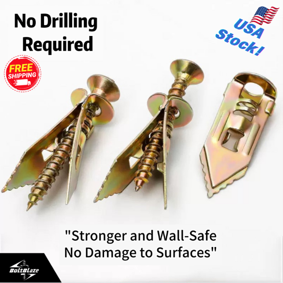 50Pcs Heavy-Duty Zinc Drywall Anchors with Screws – No Drilling Required