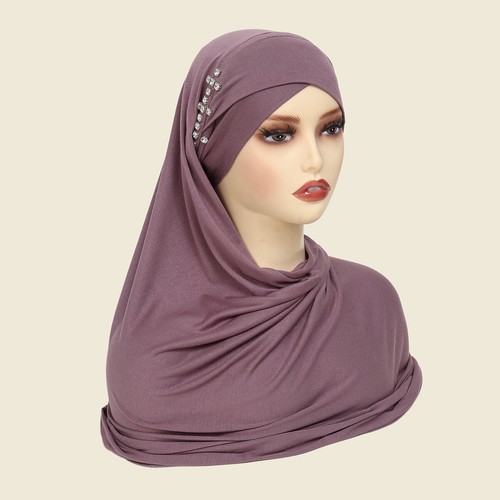 Muslim Women Cross Scarf Turban Instant Cap Hijab Shawl Headscarf Wrap Islamic - Picture 33 of 41
