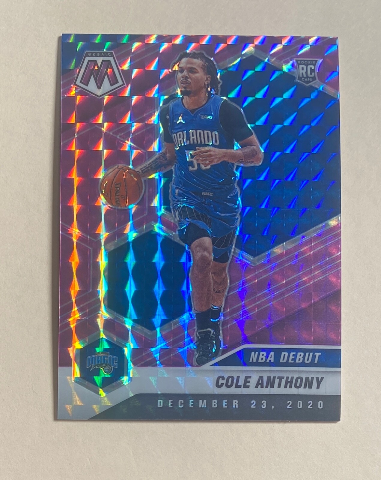 2020-21 Panini Mosaic Mosaic Purple #268 Cole Anthony /49 Rookie RC Debut #X423