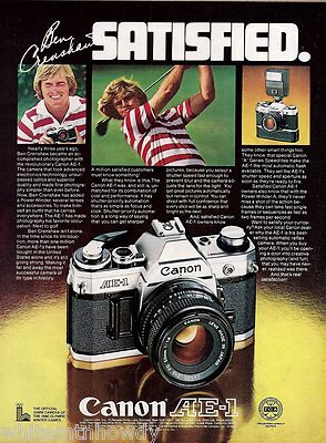 1980 CANON AE-1 Camera PRINT AD w/ Ben Crenshaw Golfer Golf