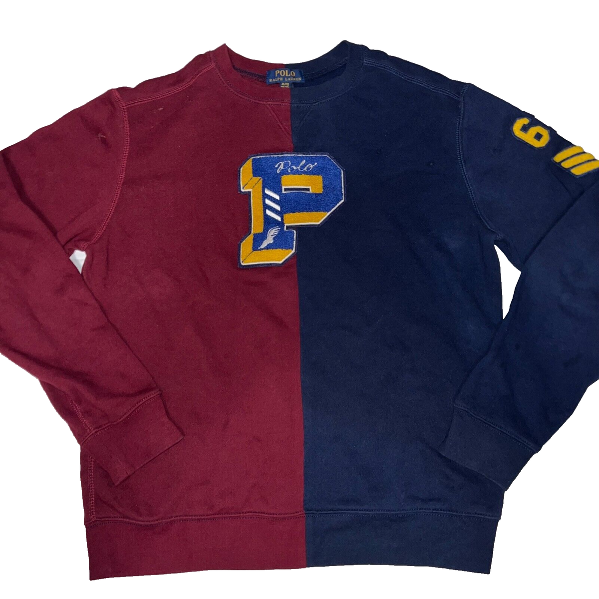 Ralph Lauren - 【REMAKE】Ralph Lauren コーデュロイポケットスウェット Polo Ralph Lauren P Patch 67 Varsity Split Colorblock Sweatshirt