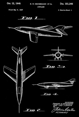 1948 - Douglas Airplane #2 - E. H. Heinemann - Patent Art Poster