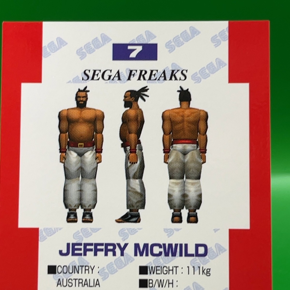 Jeffry Mcwild No. 7 Virtua Fighter 2 Card SEGA FREAKS Game trading