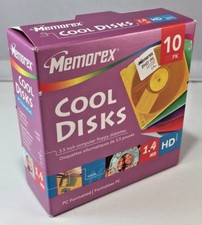 Memorex Set of PC Formatted 3.5" Disks - New, Sealed Box of 10 Cool Diskettes