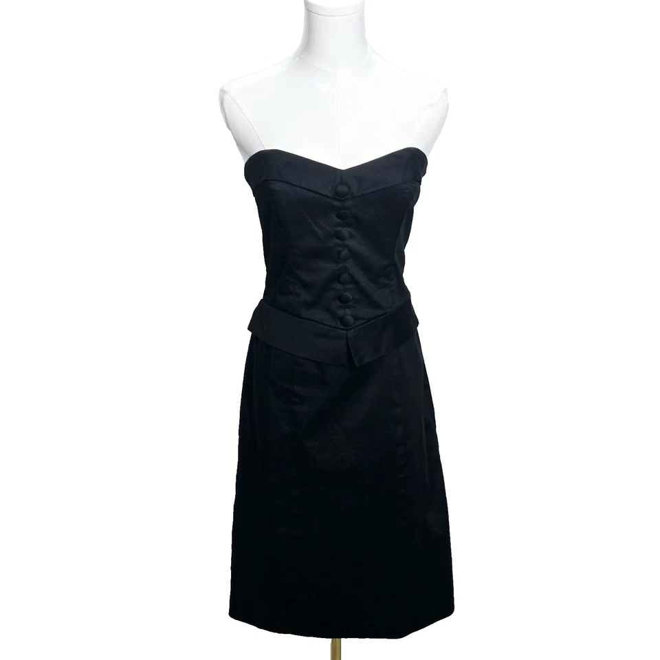 复古 Betsey Johnson Y2K 黑色紧身胸衣连衣裙 10 码内衬弹力美国制造 — 第 2/4 张图片