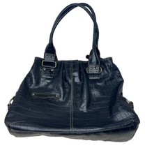 Liz Claiborne Designer Shoulder Bag Black  Polyvinyl NICE Big Clean 17x13x4