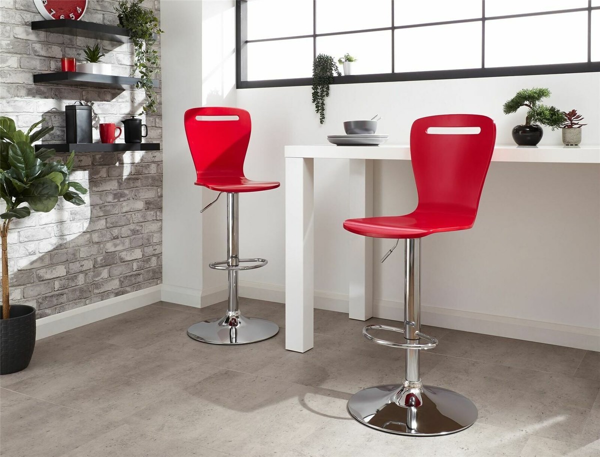 2x Bar Stools Red Adjustable LOCAL DELIVERY ONLY UK