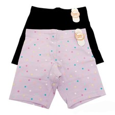 2x Wonder Nation Shorts Pull On Girls -7/8-Purple-Black-Print-Solid