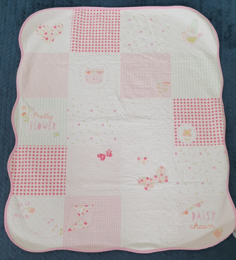 Copriletto Copriletto Culla Cura Rosa Floreale Margherita Catena Patchwork 100x120cm