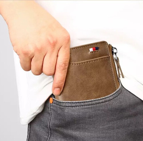 Waterproof Men's RFID Blocking PU Leather Wallet Credit Card Holder Zipper Purse - Picture 10 of 17
