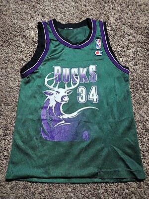 VTG Ray Allen Champion Jersey Milwaukee Bucks Big Buck Nba Jersey