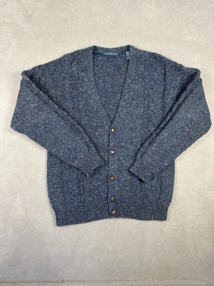 Cárdigan Suéter Claybrooke De Colección Para Hombres L Azul Cable Difuso Kurt Cobain Grunge Foto 3 de 4