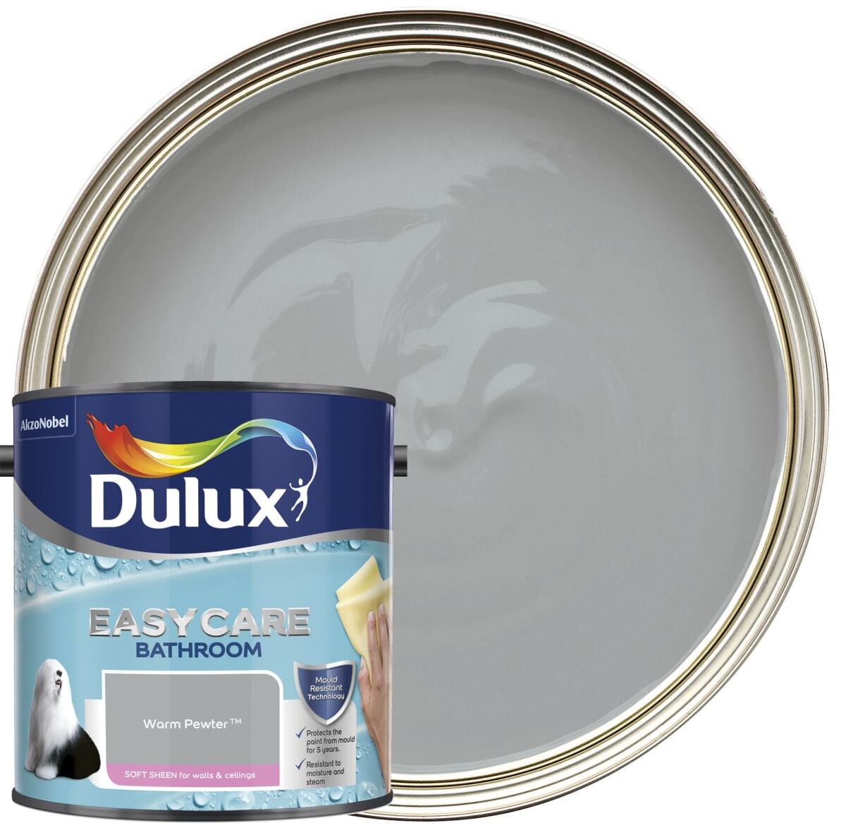 Dulux Easycare Bathroom Soft Sheen Emulsion Paint Warm Pewter 2.5L