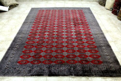 9X12 1940's ELEGANT ANTIQUE 300+KPSI HAND KNOTTED VEGETABLE DYE BOKHARA WOOL RUG
