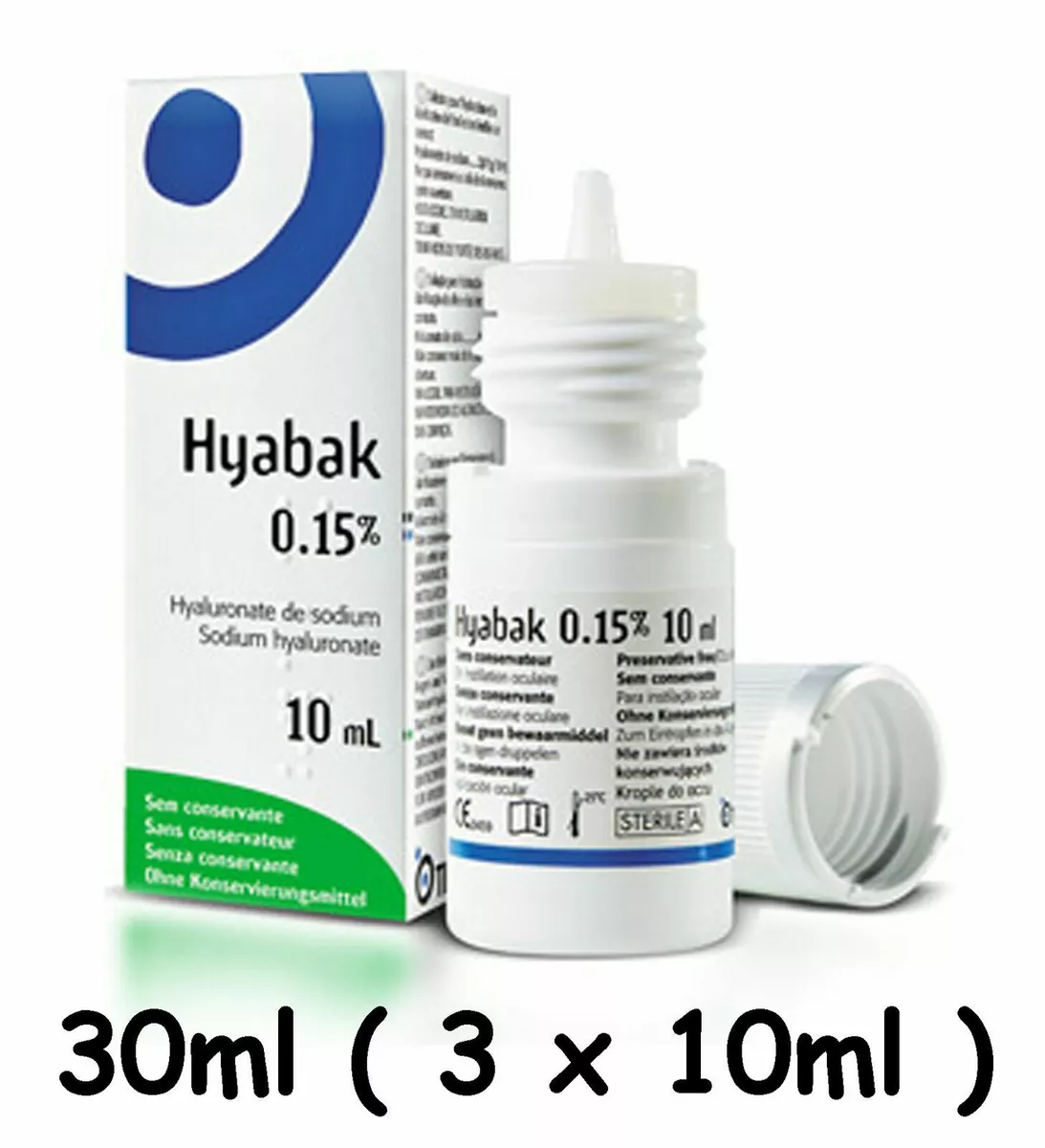 3 x Hyabak 10ml Eye Drops Hypotonic Formula Preservative Free long lasting