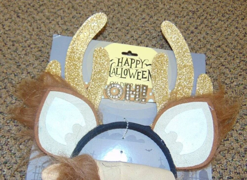 Kit Reno 14+ Diadema Orejas Cuernos Gargantilla Guantes Halloween Disfraz Accesorio Foto 3 de 3