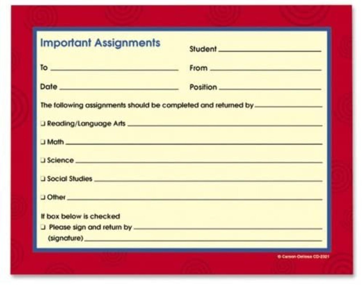 Carbonless Important Assignments Booklet [CD2321] 44222149833| eBay