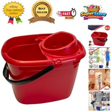Effortless 12L Plastic Mop Bucket with Built-In Wringer & Easy Pouring Lip