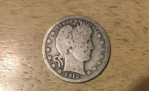 1912-S BARBER QUARTER DOLLAR 25C SAN FRANCISCO MINT ACTUAL COIN ALBUM FILLER