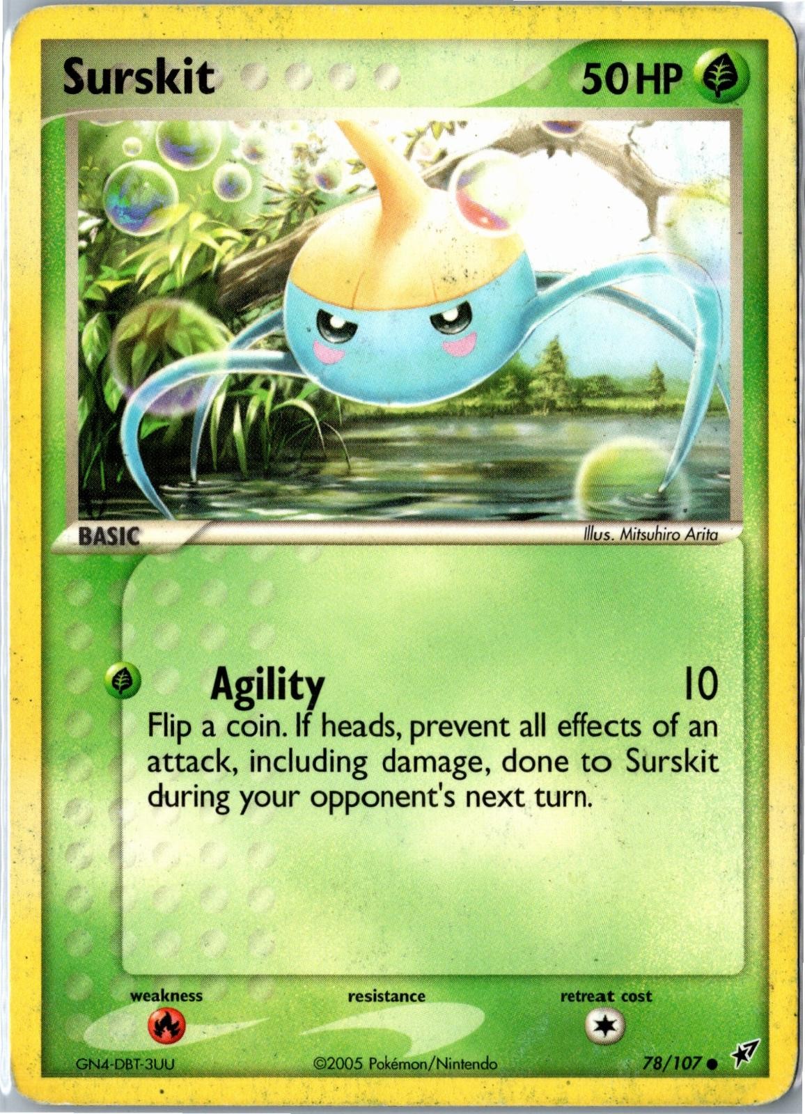 Pokemon Card - Surskit Deoxys 78/107 2005 Common Damaged