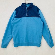 Vineyard Vines Performance Sweatshirt Boys XL 18 Quarter Button Pullover Blue