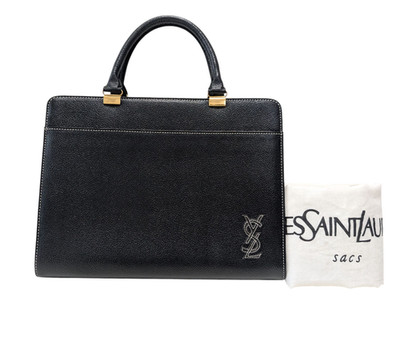 Yves Saint Laurent Hand Tote  Bag Leather Black Vintage YSL