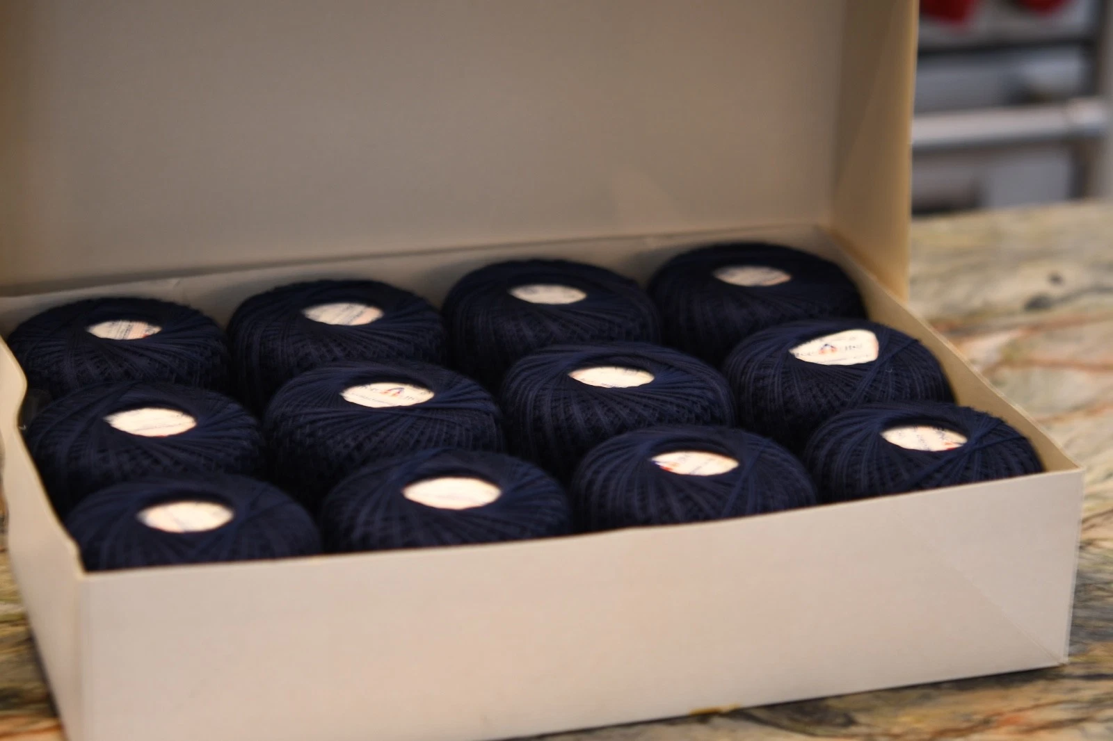 Pingouin Fil D'ecosse No. 5, Two Boxes/12-Marine & 12-Sevres, Made in France - product detail image 3
