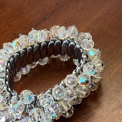 J.S.F.K. Mark Japan Silver Tone Aurora Borealis Cha Cha Expandable Bracelet