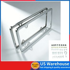 2pcs 4 Hole Slim Chrome Stainless Steel License Plate Frame Screw Cap Slim 2pcs 4 Hole Slim Chrome Stainless Steel License Plate Frame Screw Cap Slim