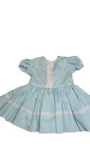 Vintage Blue With White Lace Trim Girls Dress 3T