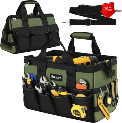 Tool Kit 15-inch, 16-Compartment Portable Empty Tool Box Storage Case, Green