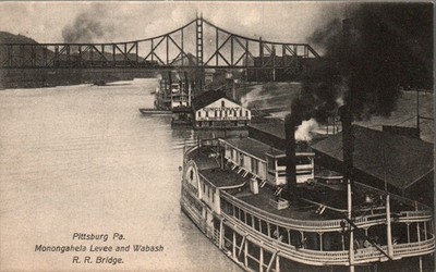 POSTCARD MONONGAHELA LEVEE & WABASH R. R. BRIDGE PITTSBURGH  PENNSYLVANIA