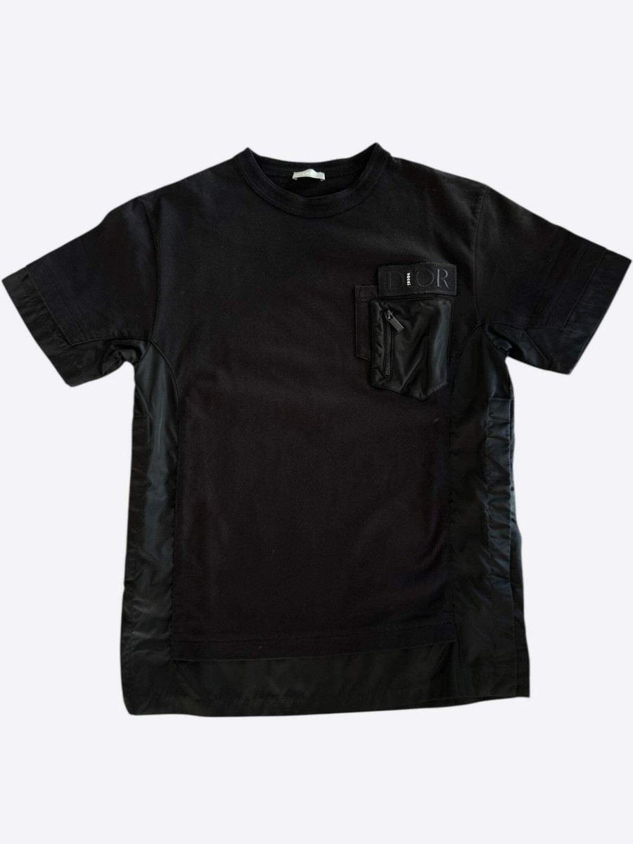 Dior Sacai Black Cotton & Nylon Embroidered Patch T-Shirt | eBay
