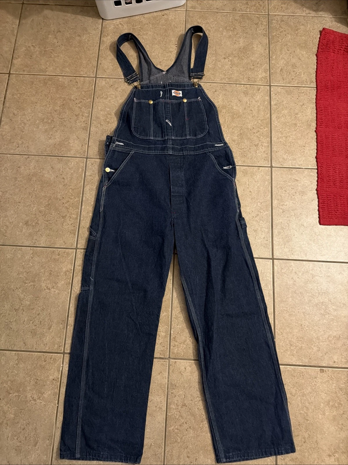Dickies Overalls Mens 32x30 Blue Denim Vintage Work Bib Outdoor Farm Work